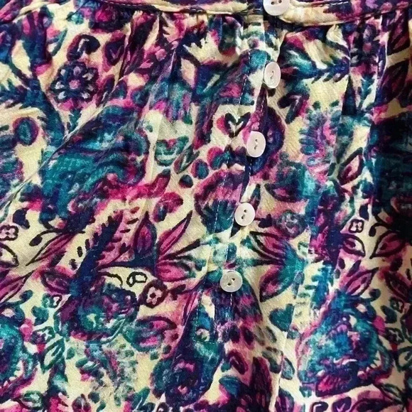 Intro Multicolored Floral Bright Blouse with Half Button Feature Size Large - Picture 4 of 8